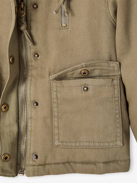 Veste matelassée brodée au dos fille kaki - vertbaudet enfant 