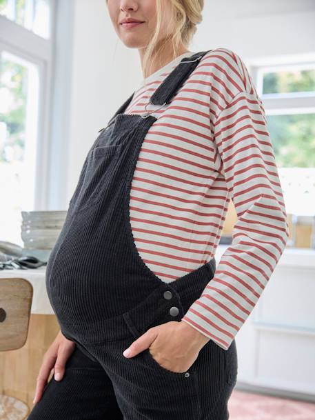 Salopette in fluweel voor zwangerschap en borstvoeding antraciet - vertbaudet enfant 