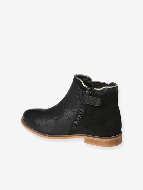 Boots enfant fille cuir zippées camel+noir - vertbaudet enfant 