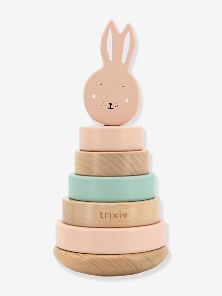 Tour à empiler en bois - jaune+orange+rose+ROSE FONCE UNI - vertbaudet enfant 