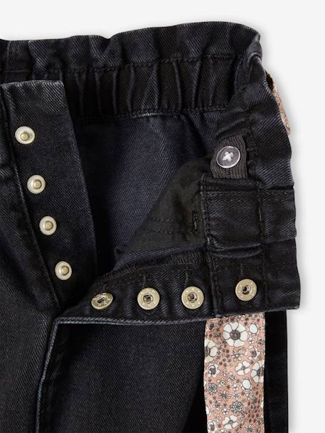 Jean style paperbag et sa ceinture fleurie fille denim black+denim brut+denim gris+stone - vertbaudet enfant 