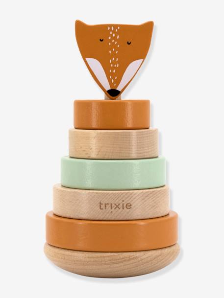 Tour à empiler en bois - jaune+orange+rose+ROSE FONCE UNI - vertbaudet enfant 