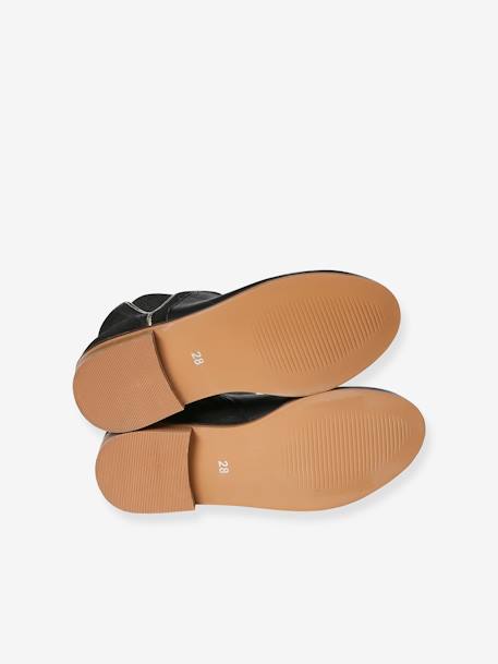 Boots enfant fille cuir zippées camel+noir - vertbaudet enfant 