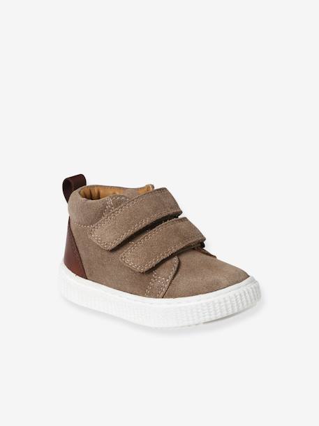 Bottines bébé garçon cuir à scratchs marine+taupe - vertbaudet enfant 