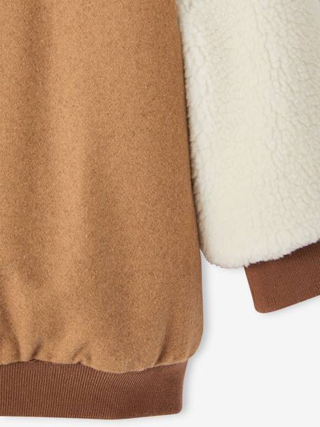 Blouson teddy en lainage et sherpa fille animation en bouclettes camel - vertbaudet enfant 