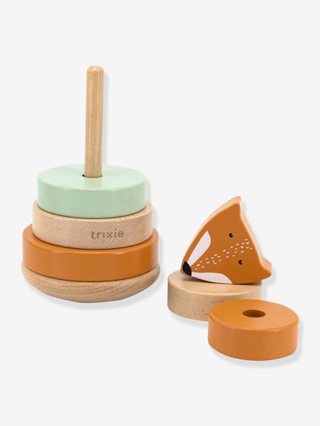 Tour à empiler en bois - jaune+orange+rose+ROSE FONCE UNI - vertbaudet enfant 