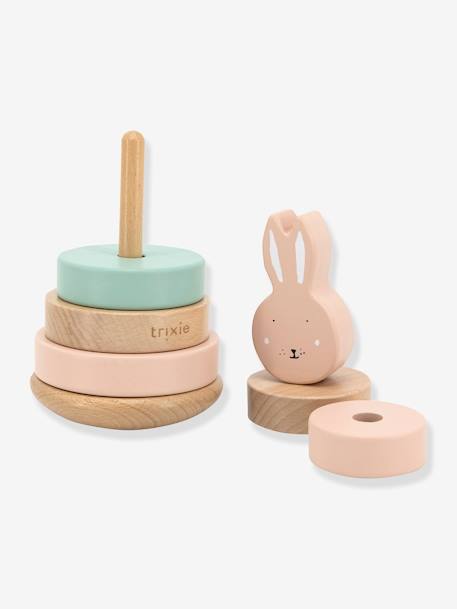 Tour à empiler en bois - jaune+orange+rose+ROSE FONCE UNI - vertbaudet enfant 