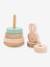 Tour à empiler en bois - jaune+orange+rose+ROSE FONCE UNI - vertbaudet enfant 