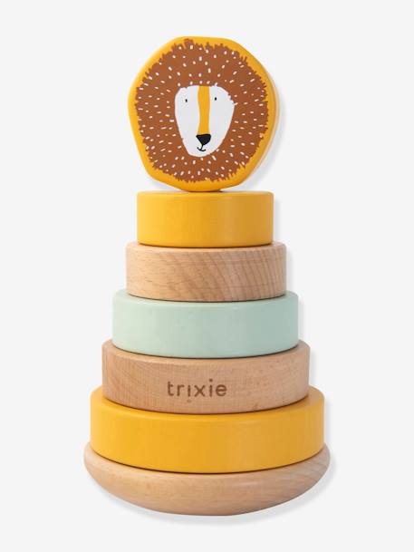 Tour à empiler en bois - jaune+orange+rose+ROSE FONCE UNI - vertbaudet enfant 
