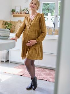 Vêtements de grossesse-Robe-Robe courte carreaux irisés grossesse et allaitement