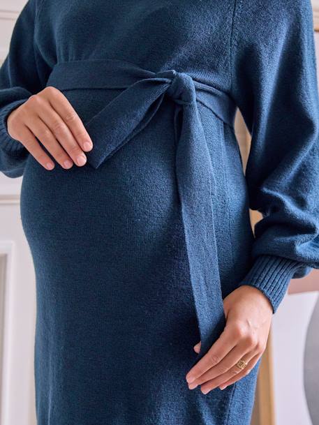 Halflange truijurk met zwangerschapsriem oceaanblauw - vertbaudet enfant 