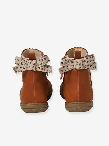 Bottines enfant fille synthétique zippées marron+noir - vertbaudet enfant 