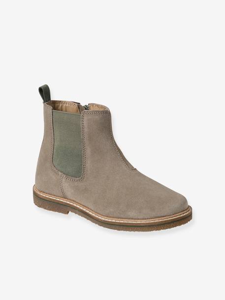 Boots cuir enfant zippées et élastiquées gris - vertbaudet enfant 
