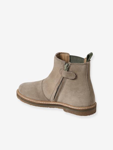 Boots cuir enfant zippées et élastiquées gris - vertbaudet enfant 
