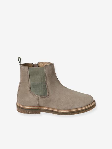 Boots cuir enfant zippées et élastiquées gris - vertbaudet enfant 
