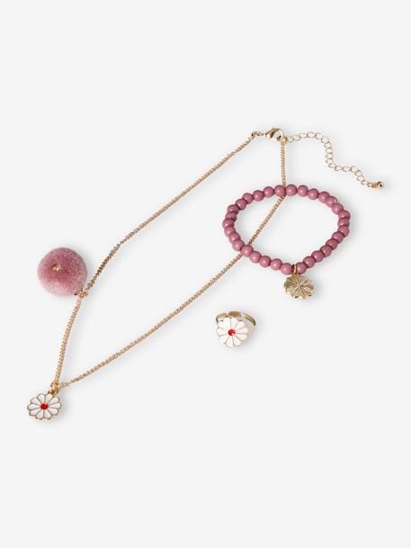 Fille-Ensemble collier + bracelet + bague marguerites