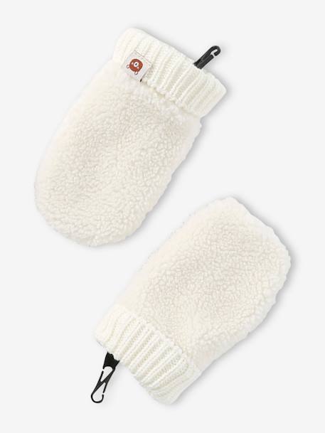Ensemble 'Bear Mood' bébé garçon bonnet + snood + moufles en sherpa écru - vertbaudet enfant 