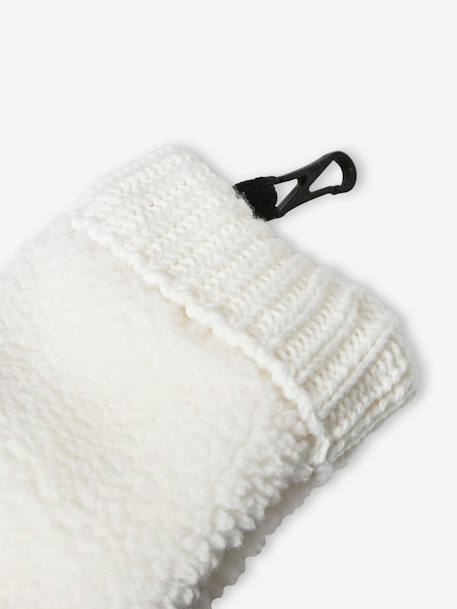 Ensemble 'Bear Mood' bébé garçon bonnet + snood + moufles en sherpa écru - vertbaudet enfant 