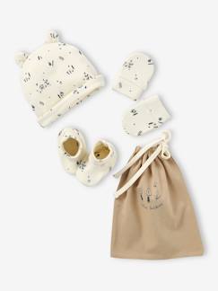 Bébé-Accessoires-Autres accessoires-Ensemble naissance bonnet + moufles + chaussons + pochon