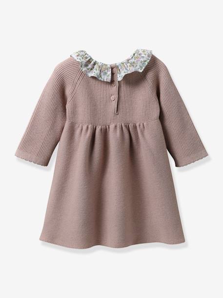 Babyjurk van tricot met col van Liberty® CYRILLUS-stof rozen - vertbaudet enfant 