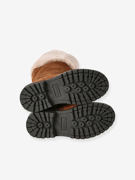 Bottes cavalières fourrées zippées cuir fille marron - vertbaudet enfant 