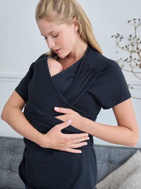 T-shirt peau à peau adulte mixte en coton biologique noir - vertbaudet enfant 