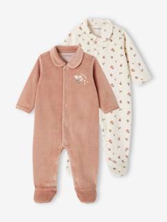 Baby-Pyjama,  overpyjama-Set van 2 fluwelen babyslaappakjes met opening voor
