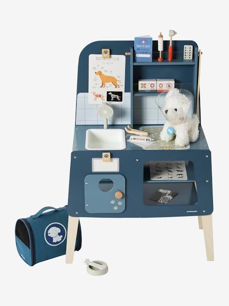 Peluche animal de compagnie + accessoires en bois FSC® bleu - vertbaudet enfant 