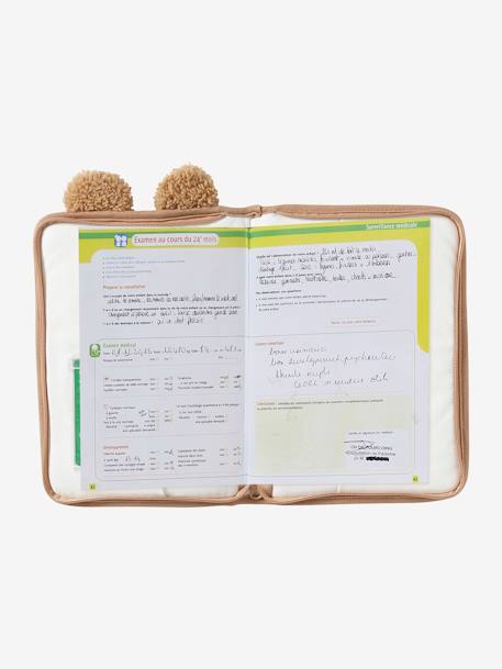 Sherpa hoes voor gezondheidsboekjes TEDDY BEAR beige+pecannoot+roze, bedrukt - vertbaudet enfant 