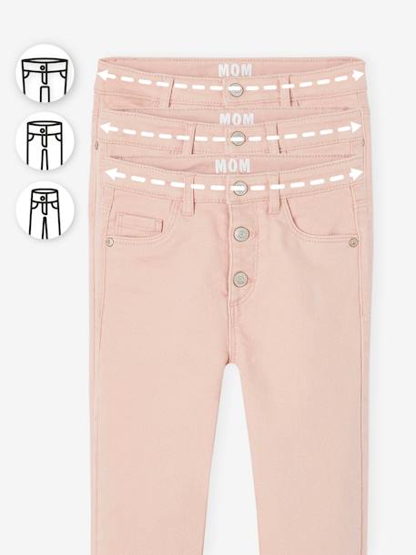 Pantalon fille mom MorphologiK fin encre+rose poudré+vert sapin - vertbaudet enfant 