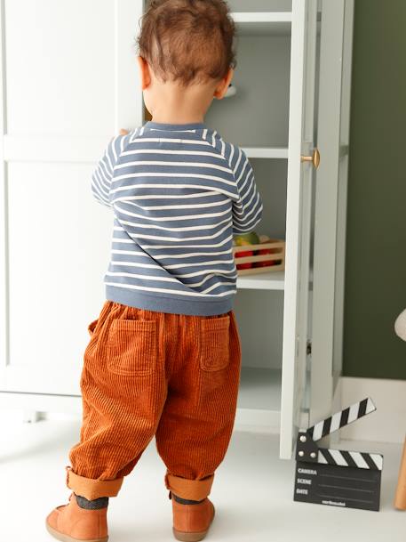 Sweat bébé en molleton caramel+rayé bleu+vert sapin - vertbaudet enfant 