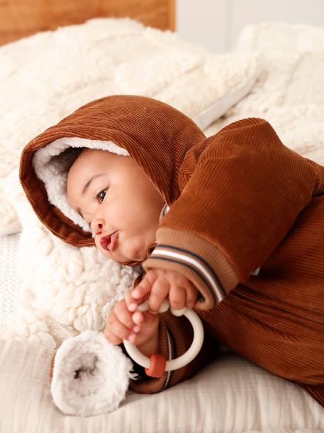 Bébé-Combi-pilote en velours côtelé bébé avec pieds et moufles détachables