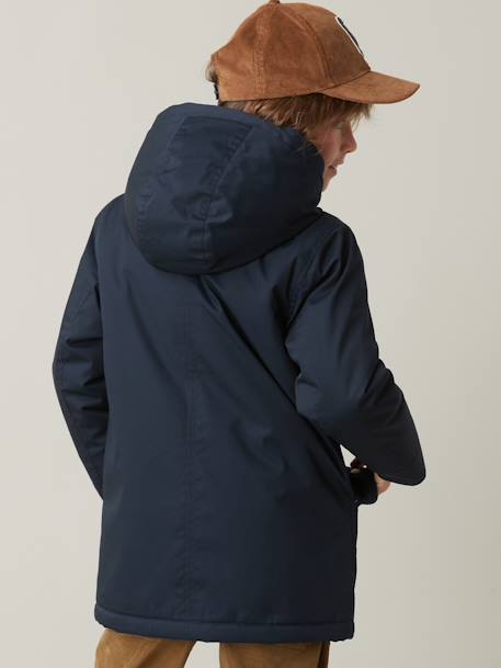 Warme jongensparka CYRILLUS karamel+marineblauw - vertbaudet enfant 
