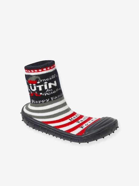 Chaussons chaussettes Noël antidérapants enfant bleu - vertbaudet enfant 