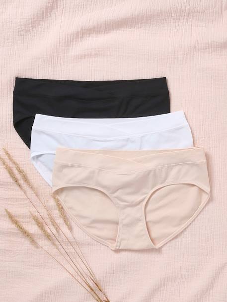 Lot de 3 shorties de grossesse sans coutures en microfibre bleu grisé+Lot de 3 Noir/ gris/ blanc+rose pâle - vertbaudet enfant 