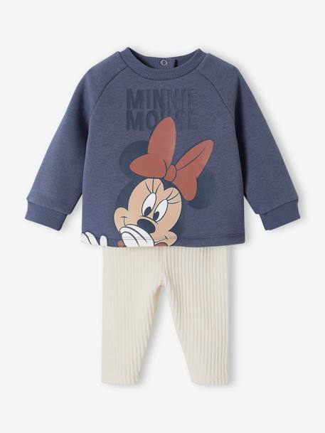 Ensemble Disney® bébé fille sweat molleton + pantalon velours bleu ardoise - vertbaudet enfant 