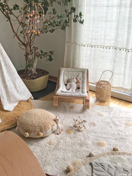 Tapis coton Lavable Motif Pois - jaune - vertbaudet enfant 