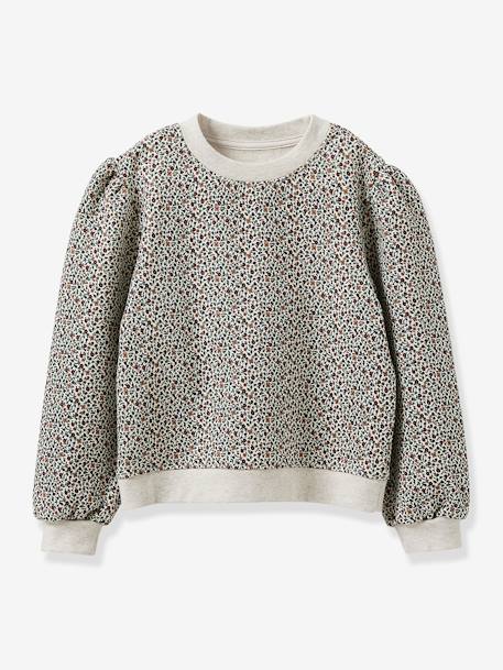 Meisjessweater met Rosemary-print - Biokatoen CYRILLUS wit, bedrukt - vertbaudet enfant 