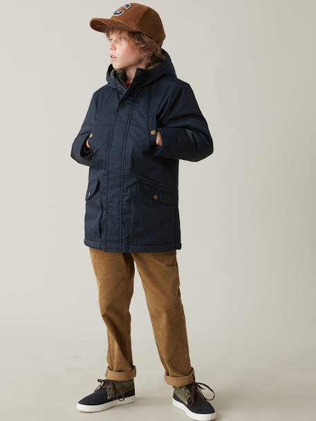 Warme jongensparka CYRILLUS karamel+marineblauw - vertbaudet enfant 