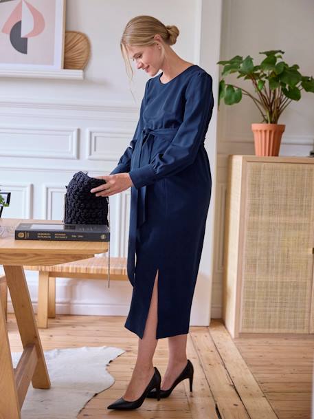 Robe longue de grossesse effet drapé marine - vertbaudet enfant 