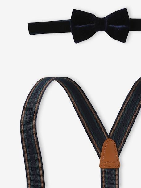 Coffret noeud papillon en velours et bretelles garçon marine - vertbaudet enfant 