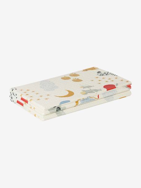 Waterdichte mat voor motoriek beige+ecru+groen+rozen - vertbaudet enfant 