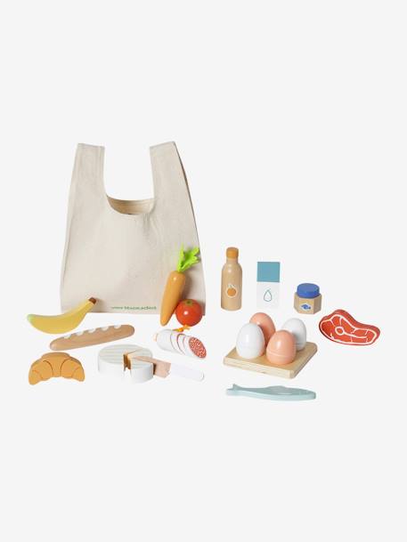Set d'aliments + sac de courses en bois FSC® bois - vertbaudet enfant 