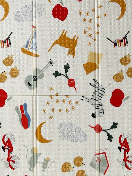 Waterdichte mat voor motoriek beige+ecru+groen+rozen - vertbaudet enfant 