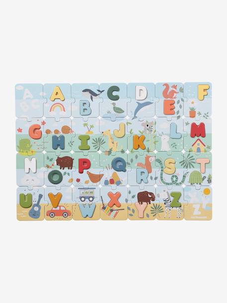 FSC® karton en hout 2-in-1 alfabetpuzzel wit - vertbaudet enfant 