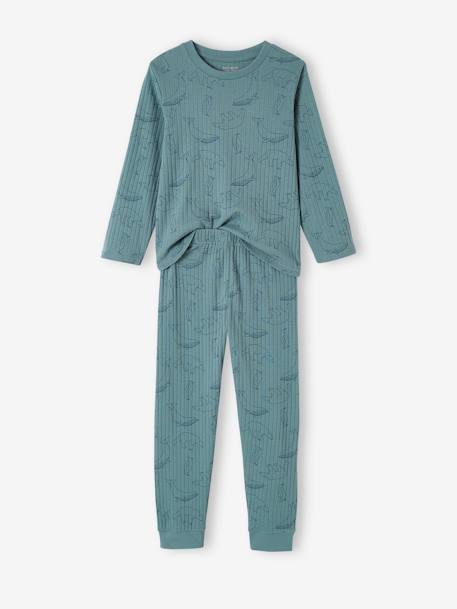Lot de 2 pyjamas garçon ours maille côtelée vert émeraude - vertbaudet enfant 