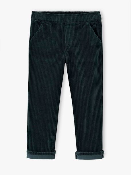 Pantalon en velours côtelé garçon facile à enfiler bleu ardoise+marine+vert sapin - vertbaudet enfant 