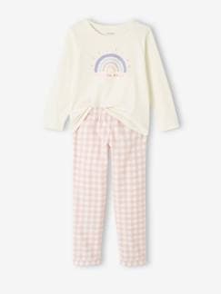 -Meisjespyjama met regenboog van tricot en flanel