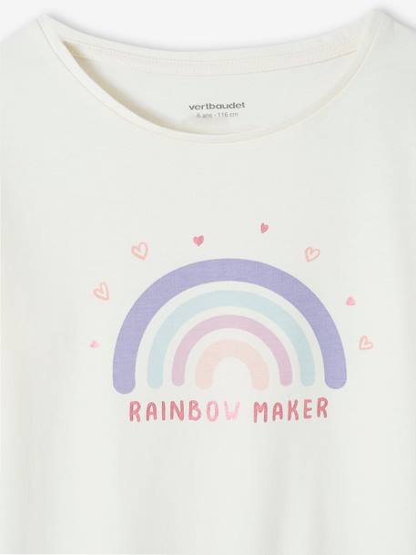 Meisjespyjama met regenboog van tricot en flanel rozen - vertbaudet enfant 