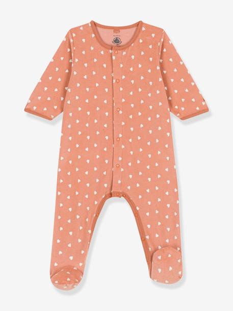 Fluwelen babypyjama met print PETIT BATEAU bruin, bedrukt - vertbaudet enfant 